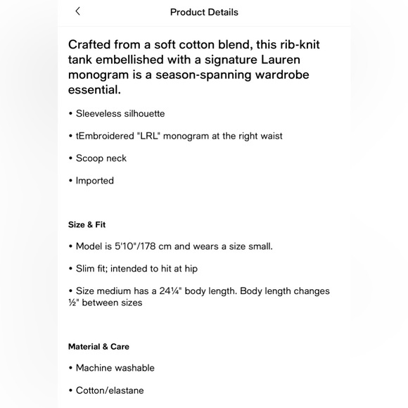 New! Lauren Ralph Lauren
Cotton-Blend Tank Top - Picture 11 of 11